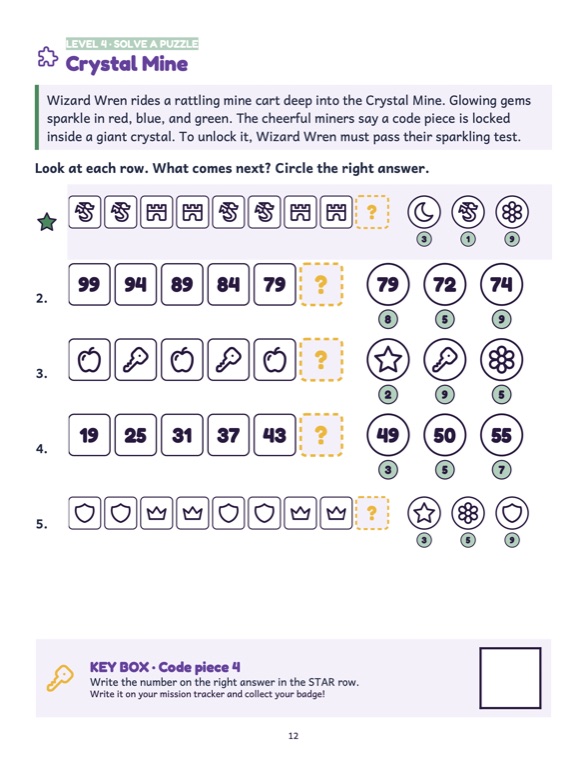 What comes next? · pattern puzzle